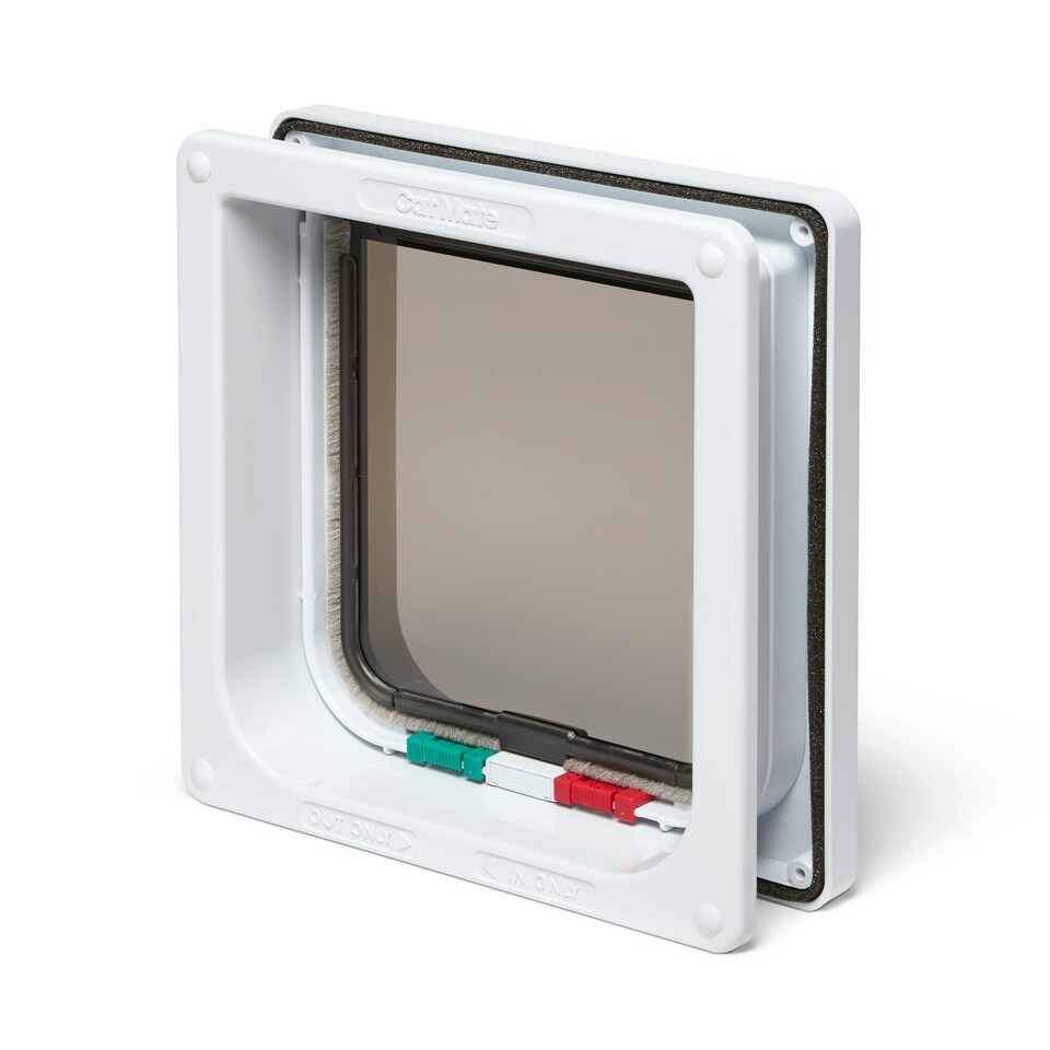 image 1 of Cat Mate 4-Way-Locking Cat Flap with Door Liner to 50mm (2 inches) – White (235W)