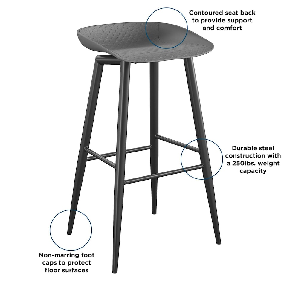 image 1 of Riley Barstool in Charcoal, 2 pieces Grey | Charcoal