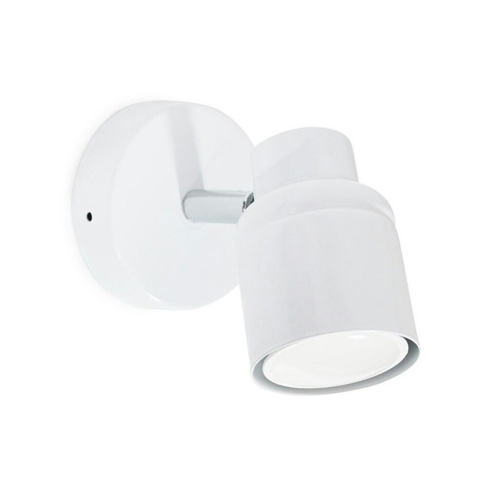 image 1 of ValueLights Benton Matte White IP44 Adjustable Wall Light & Bulb White