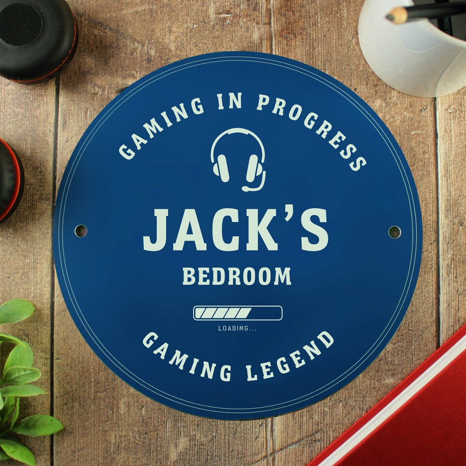 image 1 of Personalised Gaming Blue Plaque