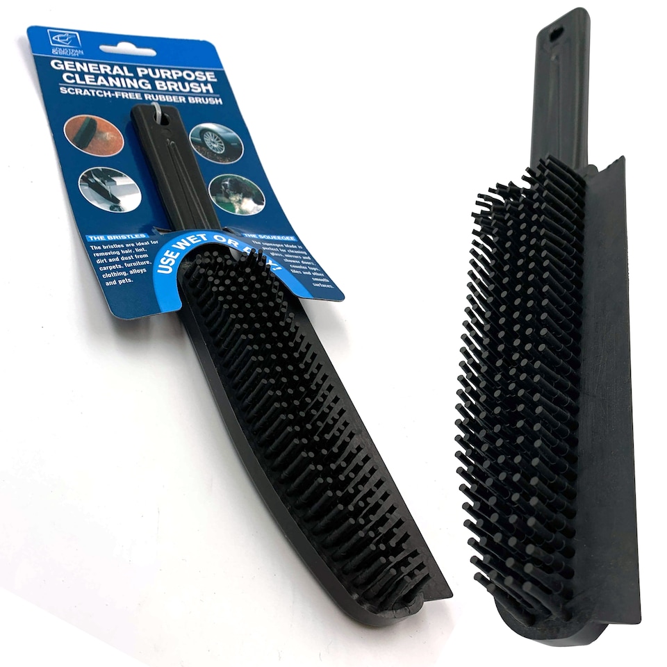 image 1 of Rubber 2 in 1 Hand Brush for Pet Hair Removal and General Cleaning  Scratch Free Rubber Bristles