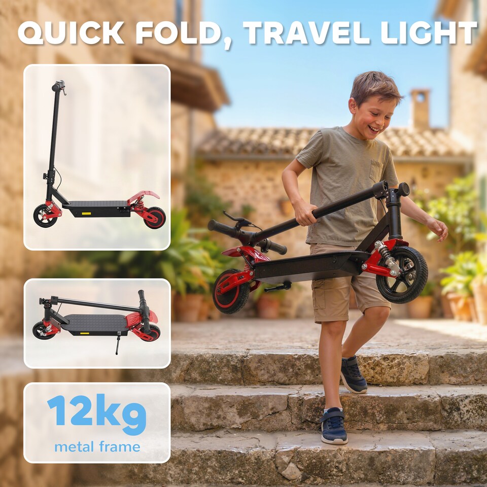 image 1 of AIYAPLAY Electric Scooter for Kids with LCD Display, Up to 15 KM/H, Red | Red | Red and Black
