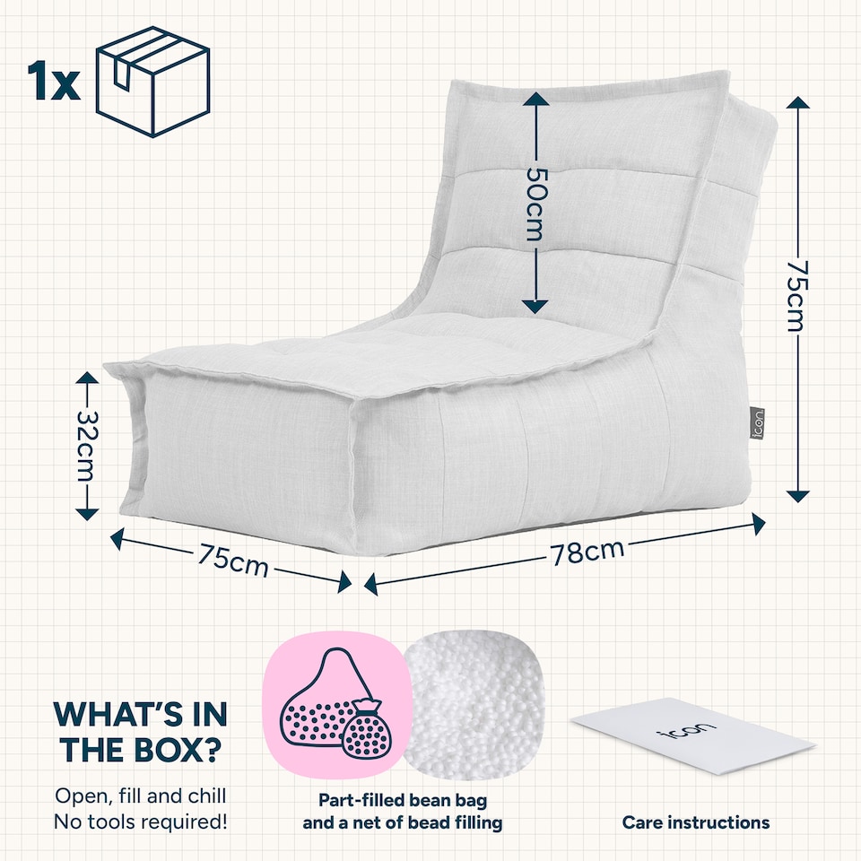 image 1 of icon Dolce Outdoor Woven Lounger Bean Bag, Grey