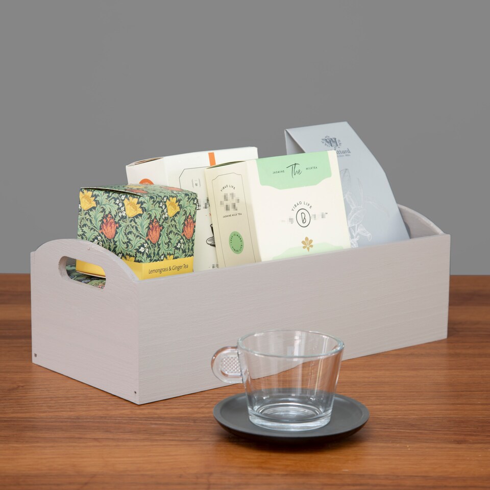 image 1 of Wickerfield Set of 2 Wooden Storage Boxes with Cutout Handles, Kitchen and Desk Organisers