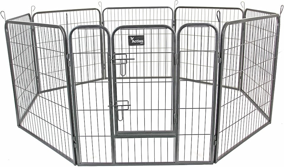 image 1 of Actiaspet Heavy Duty 8 Panel Pet & Small Animal Playpen Run Metal Folding Cage (Silver, Medium, 8)