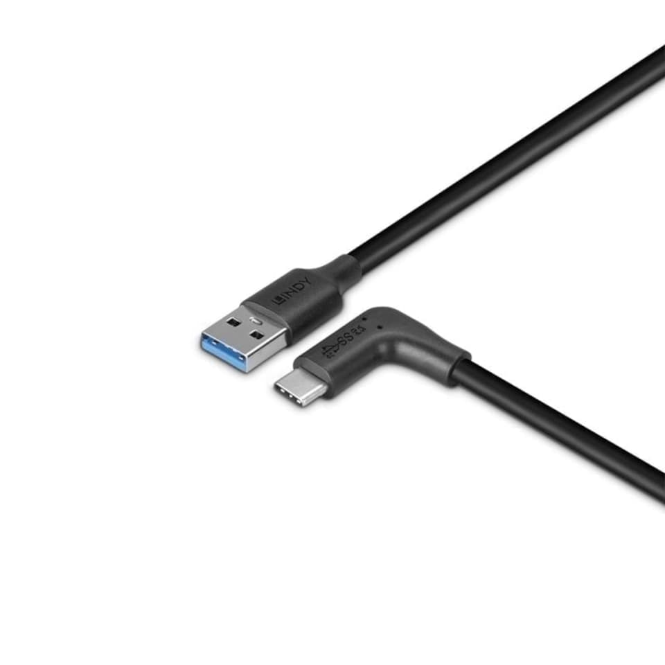 image 1 of 1m USB 3.2 Type-A to Right-Angled USB-C Cable