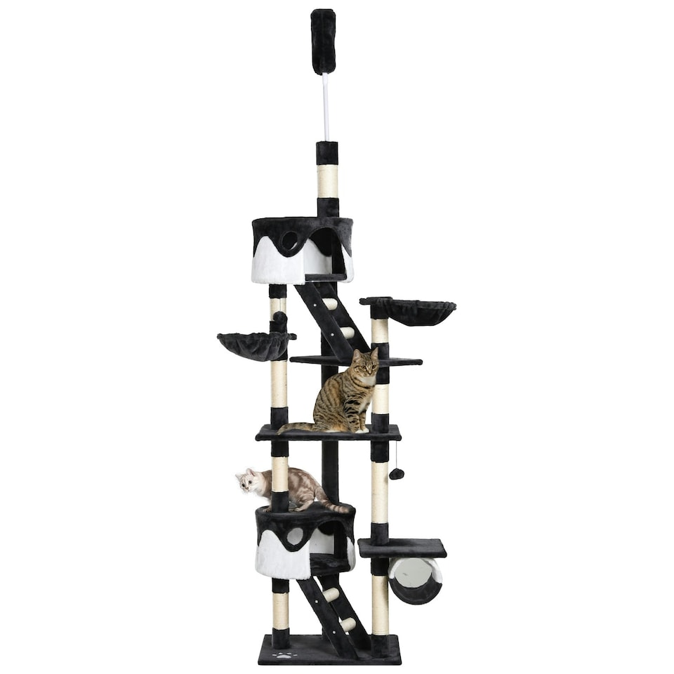 image 1 of PawHut Kitten Tower Adjustable 240-260cm, Scratch Posts, Houses, White