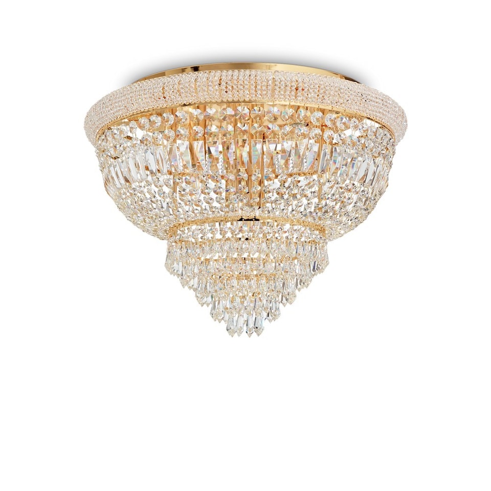 Dubai Indoor 24 Lights Flush Chandelier Ceiling Lamp Gold, E14