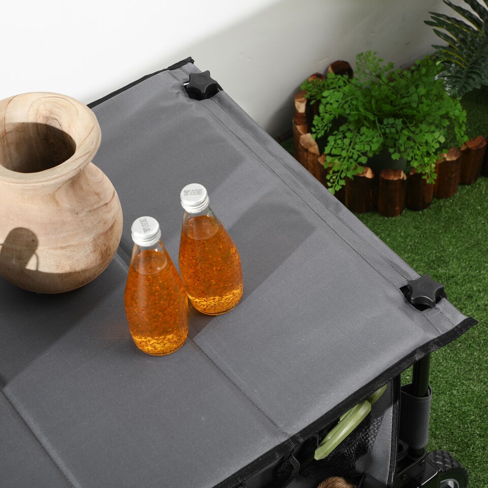 image 1 of Outsunny Folding Wagon Garden Cart Collapsible Camping Trolley for Outdoor