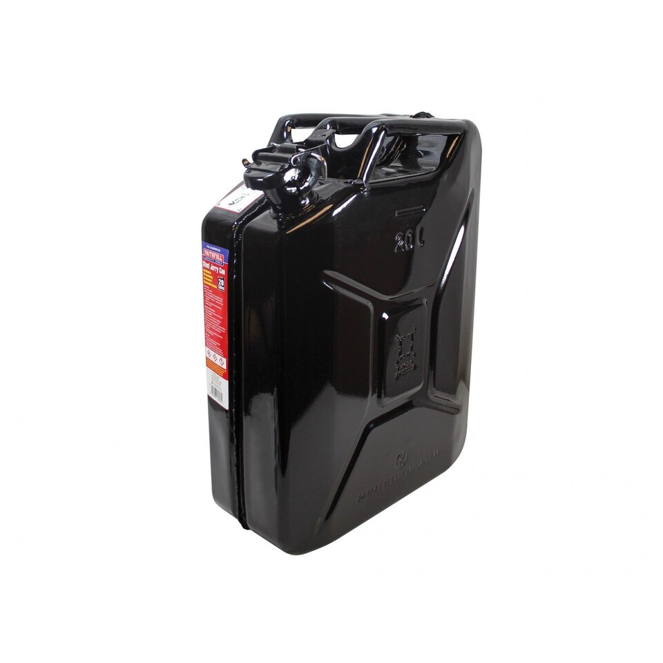 Faithfull Steel Jerry Can | Black | Black | 470 x 345 x 168mm | 1