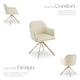 image 3 of Lounge Armchair Living Room Accent Chair 360 Swivel Slim Steel Legs Velvet Fabric | Cream | cream/gold | 1