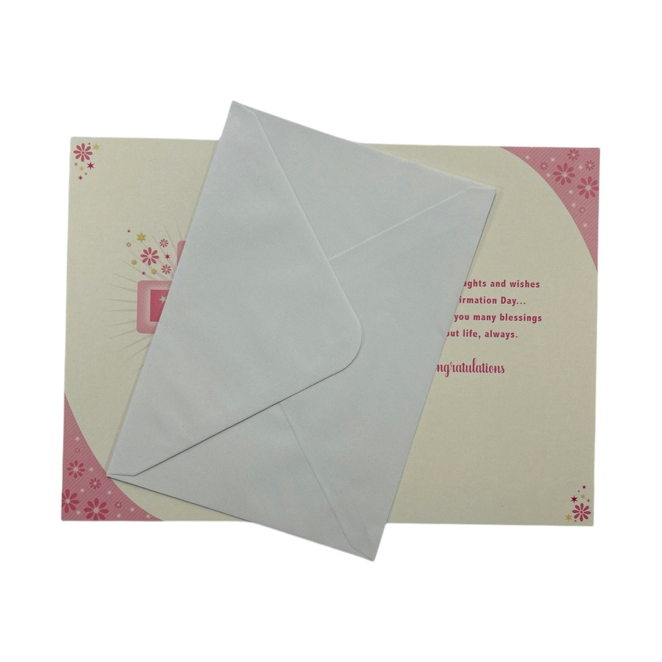image 1 of For Daughter Dove And Cross Pink Design Confirmation Religious Greeting Card