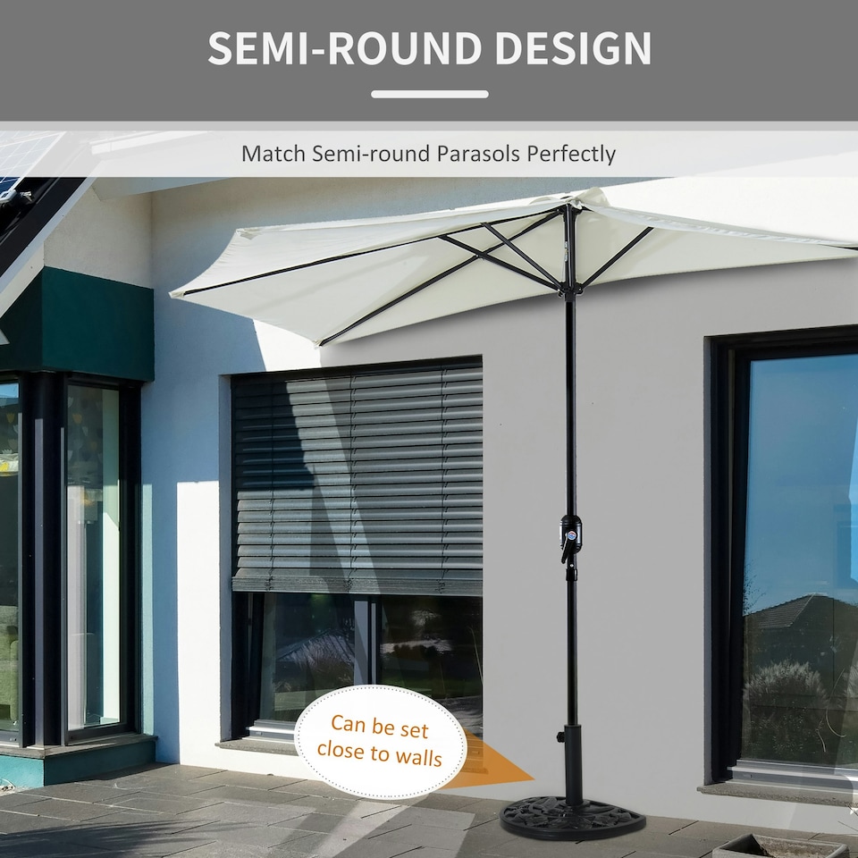 image 1 of Outsunny 9kg Half Round Parasol Base Heavy Duty Weighted Umbrella Holder Stand