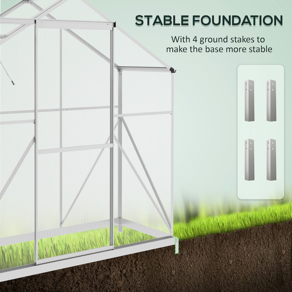 image 1 of Outsunny 6 x 2.5ft Polycarbonate Greenhouse Aluminium Green House