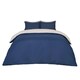 image 1 of OHS Microfibre Reversible Plain Duvet Cover and Pillowcase Set, Single - Grey/Navy Blue