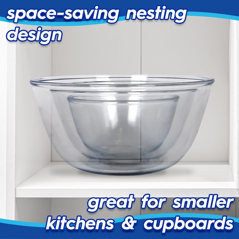 image 1 of Harbour Housewares Glass Mixing Bowl Set - 3 Sizes