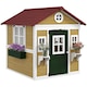 image 1 of Outsunny Wooden Playhouse with Doors, Wooden, Plant Pots for Kids - Beige