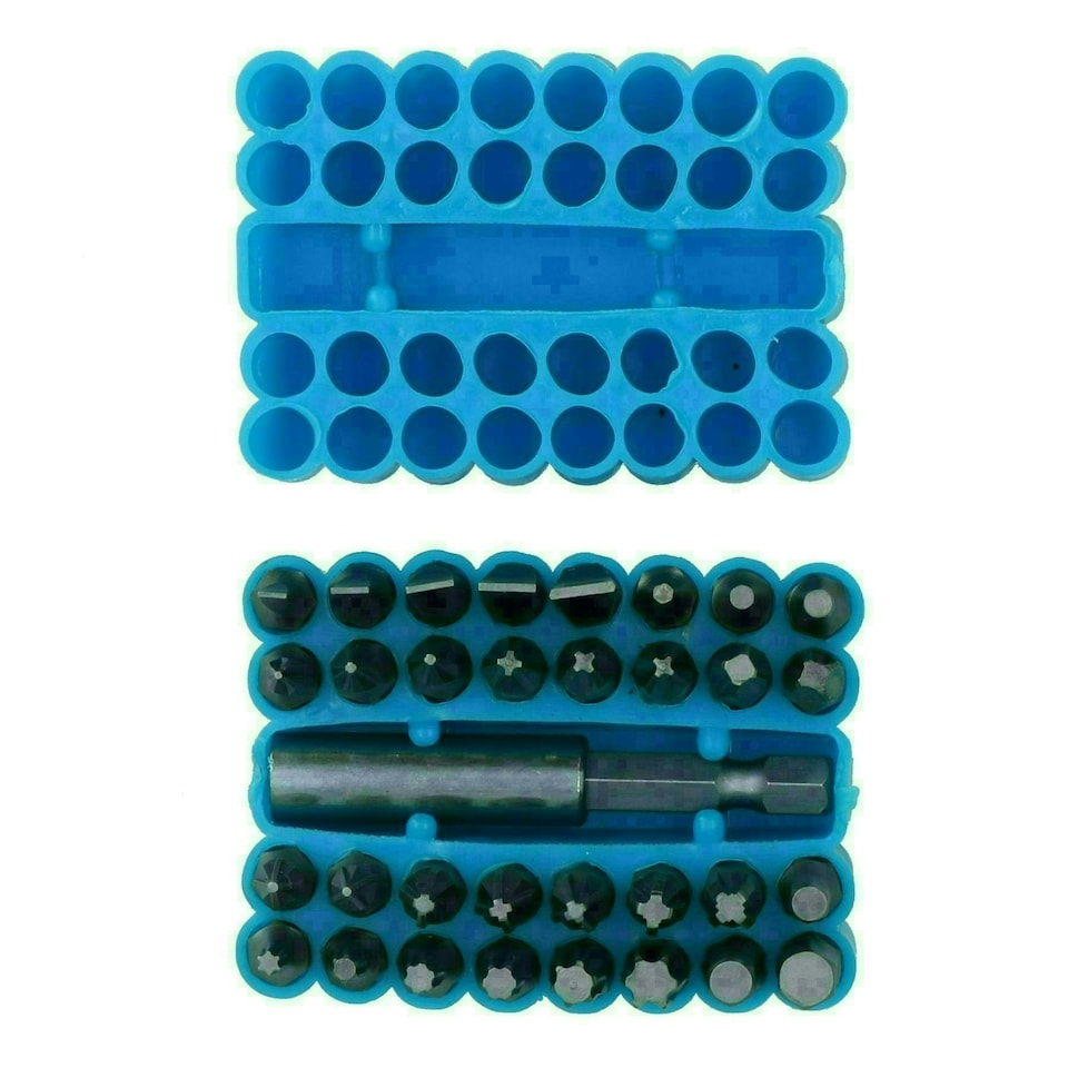 image 1 of 33pc Power Bit Screwdriver Holder Pozi Slotted Hex Torx Star Phillips Flathead