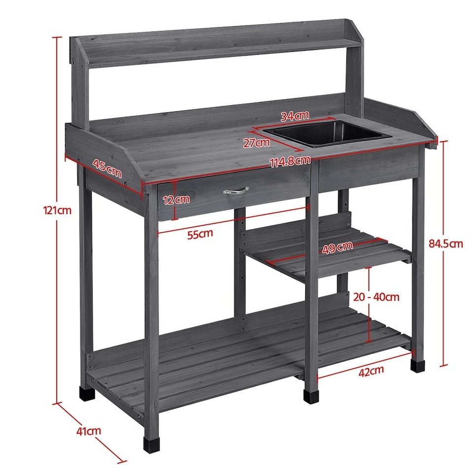 image 1 of Yaheetech Potting Bench Outdoor Garden Work Bench