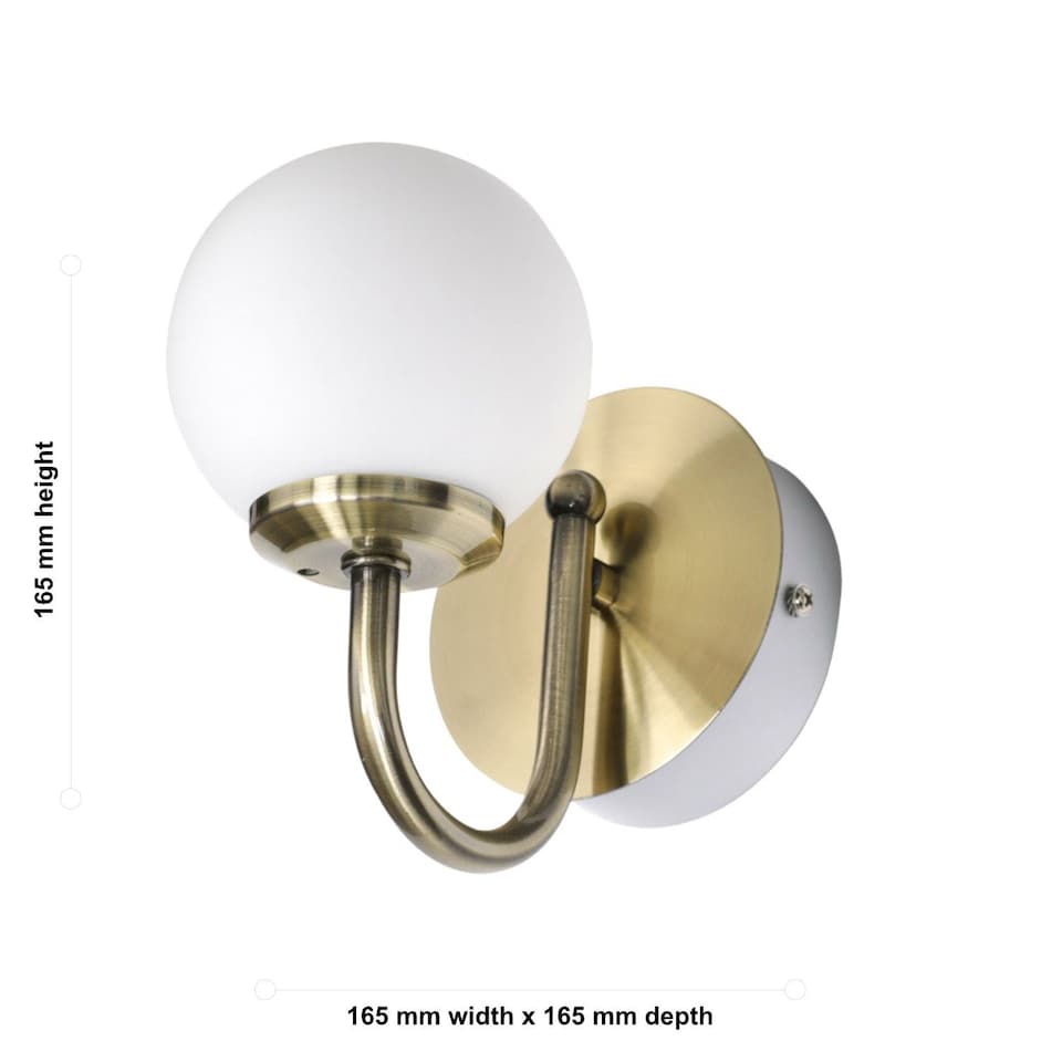image 1 of Set of 2 Victoria - Antique Brass Globe Bathroom Wall Lights