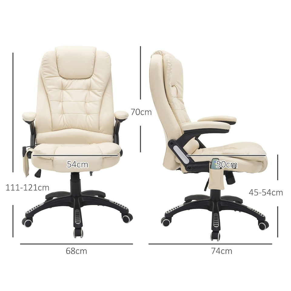 image 1 of HOMCOM Heated Vibrating Massage Office Chair with Reclining Function, Beige