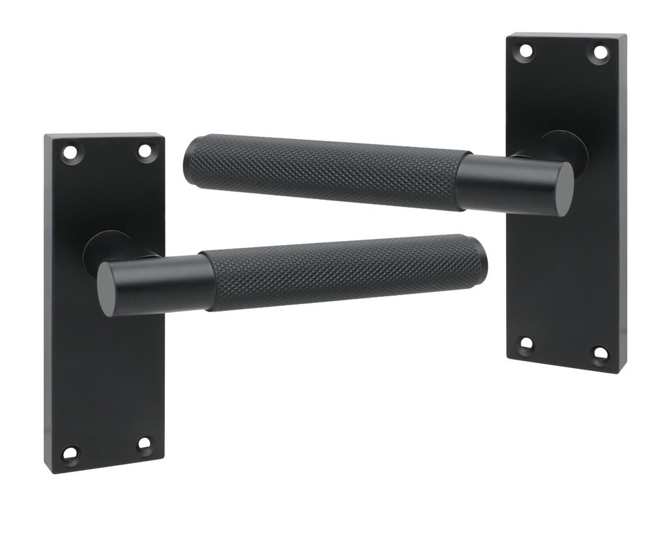 image 1 of Golden Grace 6 Pair Victorian T-Bar Knurled Door Handle Matt Black Finish with Spindle and Screws - 120 x 40mm