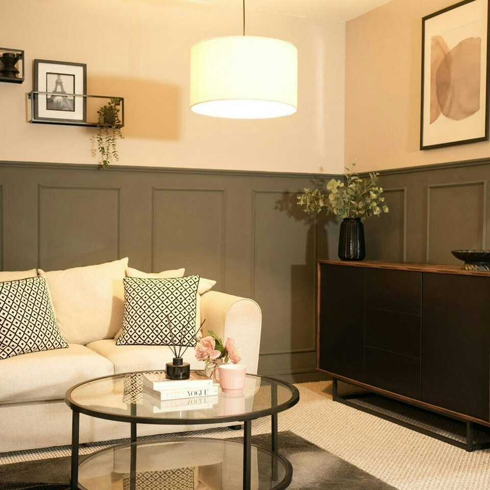 image 1 of ValueLights Reni Large Cream Boucle Pendant Shade