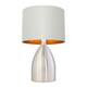 image 1 of First Choice Lighting Valentina Brushed Chrome Touch Lamp with Light Grey Cotton Shade Silver | Grey