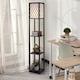 image 9 of HOMCOM Floor Lamp with Shelves, Modern Tall Standing Lamps with Fabric Lampshade, Chain Switch and Single Light for Living Room, Bedroom, Bulb not Included, Black