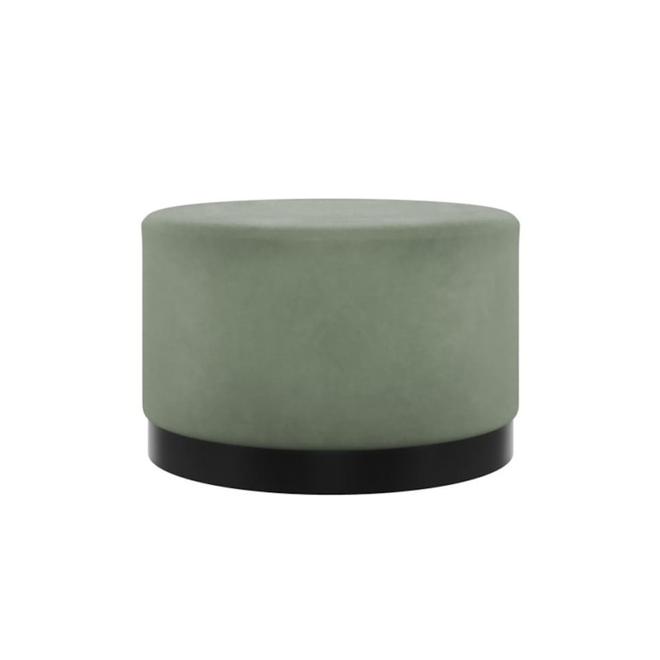image 1 of Lara Large Pouffe - Velvet/Metal - L60.5 x W60.5 x H35.5 cm - Sage/Black Matte