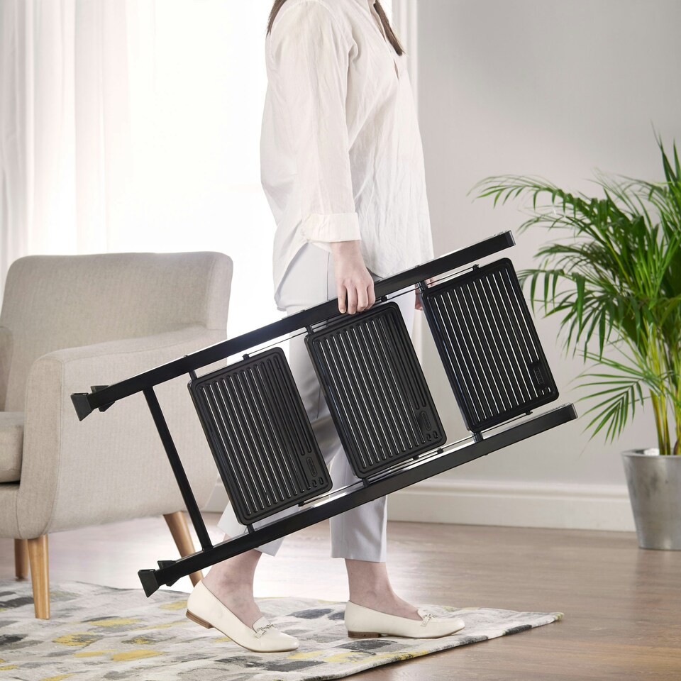 image 1 of VonHaus Steel Folding 3 Step Ladder Slim with Anti Slip Feet