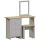 image 7 of Vida Designs Arlington 3 Drawer Dressing Table Mirror & Stool Set Vanity Makeup Desk, Grey & Oak