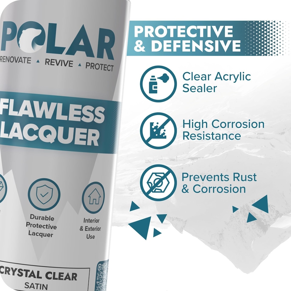 image 1 of Polar Flawless Lacquer Spray Satin Finish Durable & Protective Topcoat | Clear | Clear Satin | 400 ml | 4