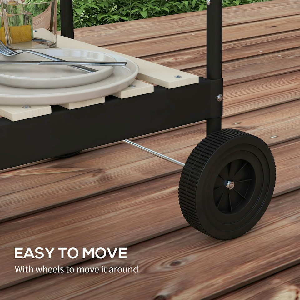 image 1 of Outsunny Charcoal Barbecue BBQ Grill Trolley W/ 5-level Grill Height Ash Catcher