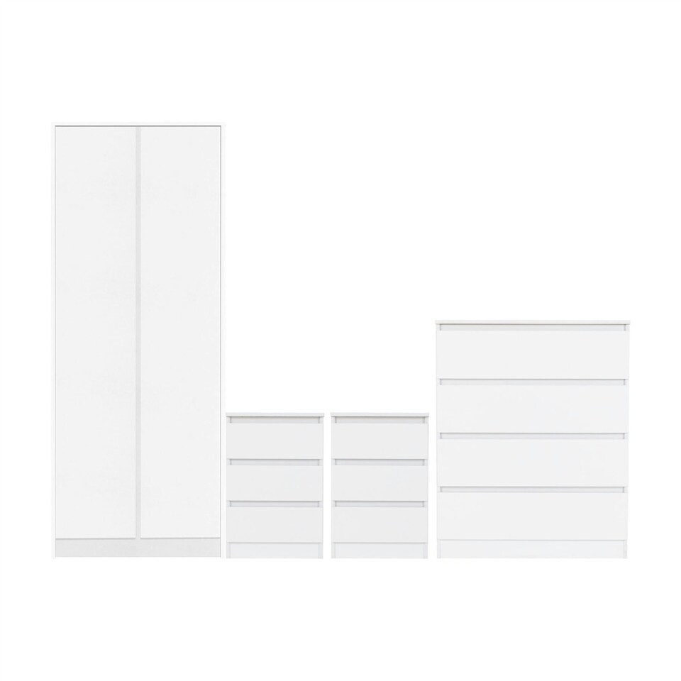image 1 of Malvern 4 Piece Bedroom Set With 2 Door Double Wardrobe Grey