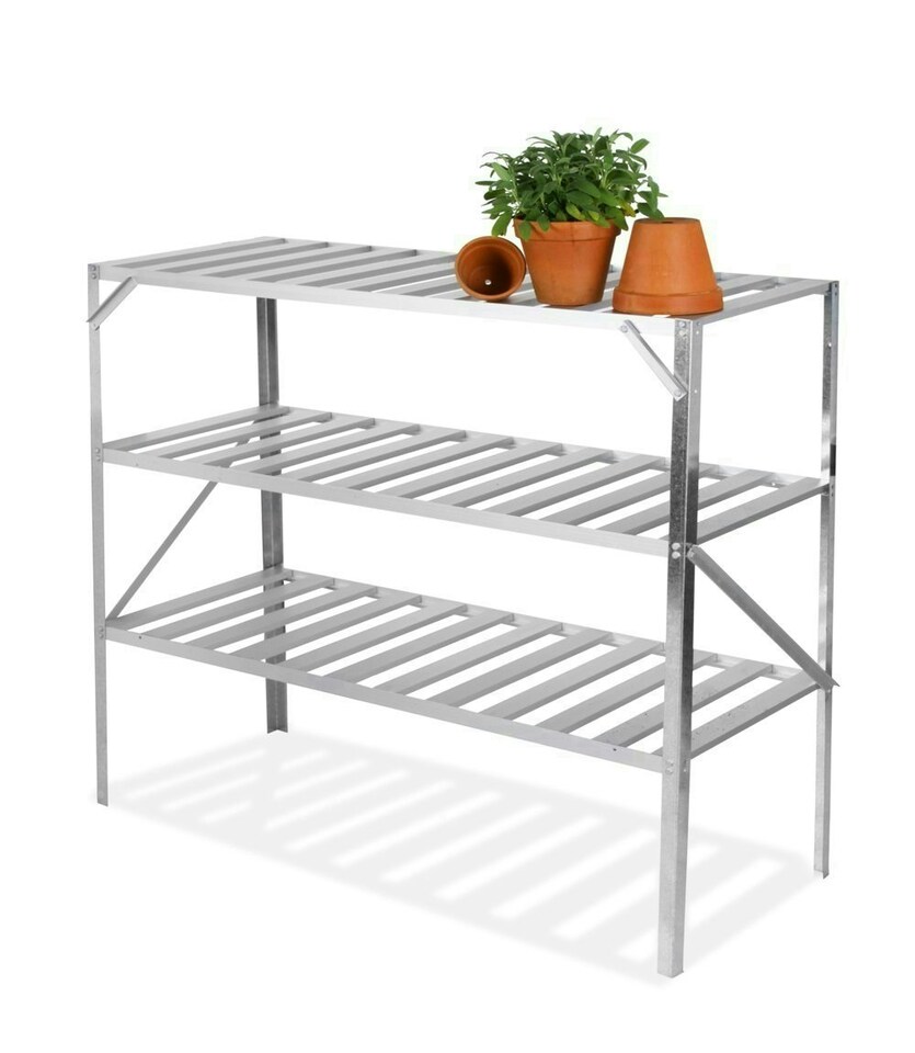 image 1 of Primrose Traditional 3 Tier Greenhouse Staging - Silver