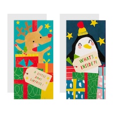 Fun Kids' in 2 Designs Pack of 4 Christmas Money Wallet Cards