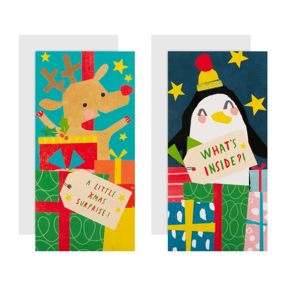 image 1 of Fun Kids' in 2 Designs Pack of 4 Christmas Money Wallet Cards