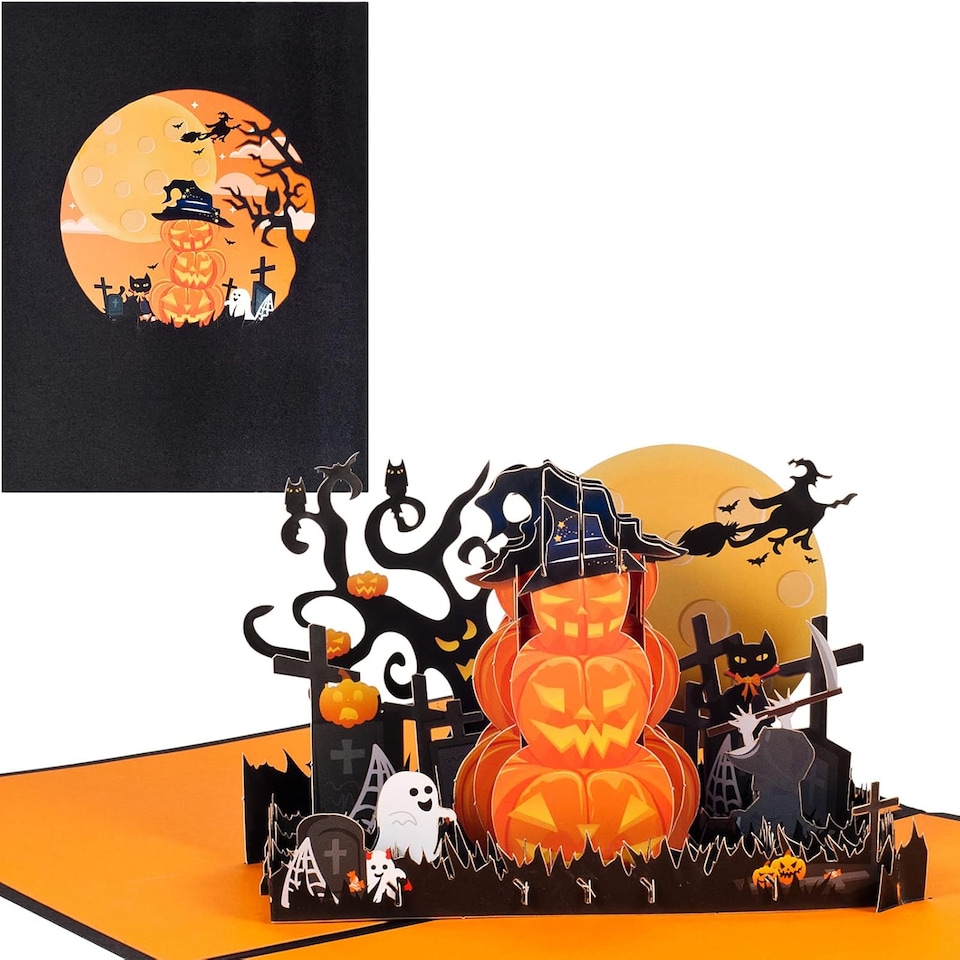 image 1 of Pumpkins With Witchlight Night 3D Pop Up Halloween Card