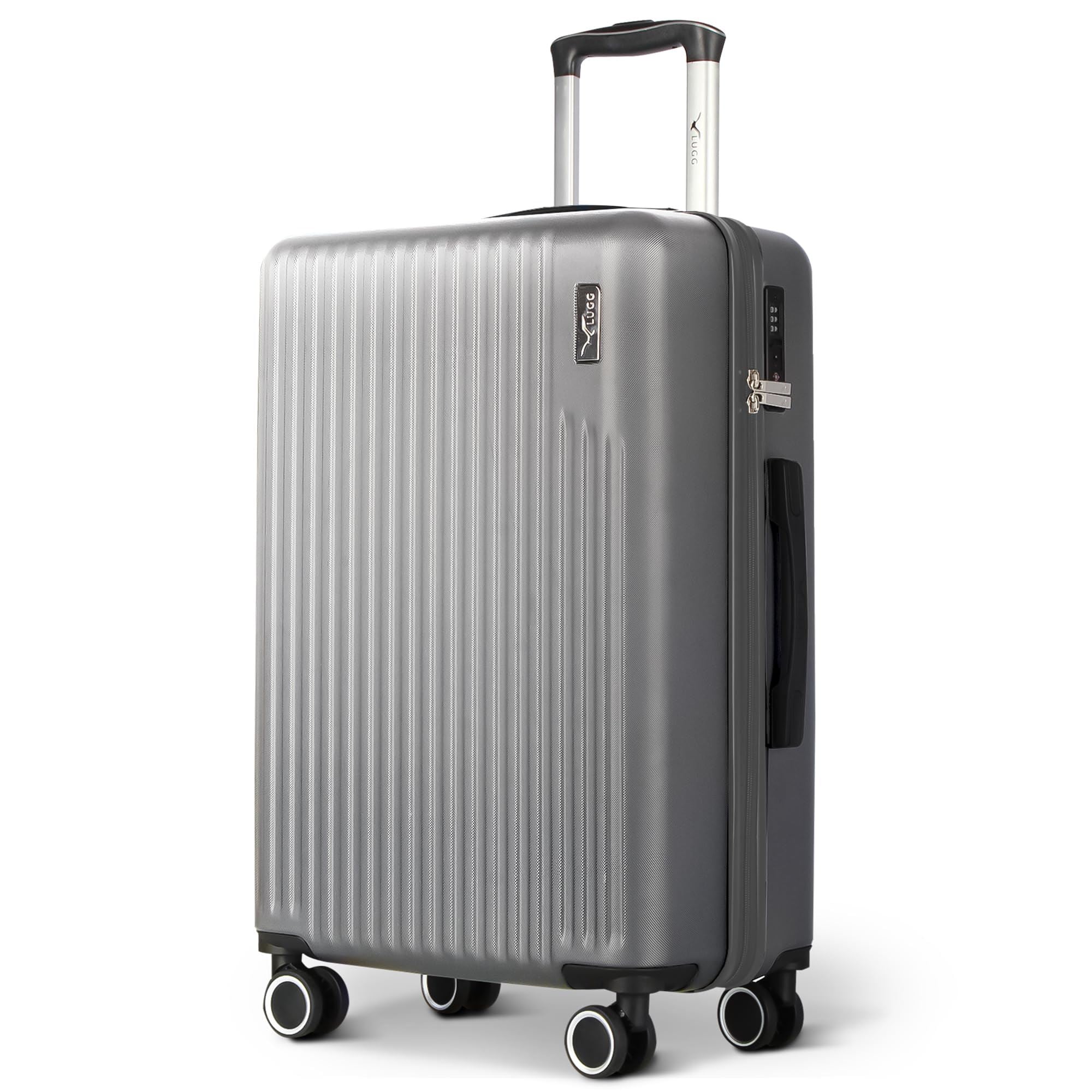 Lugg Vacay 24inch Suitcase, ABS Hard Shell, TSA Lock (66.5 x 25.5 x 44cm) in Dark Grey | Size: 66.5 x 25.5 x 44 cm