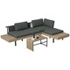 image 1 of Outsunny 3 Pieces Garden Furniture Set, L Shaped 4 Seater Corner Sofa Set with Table and Cushions, HDPE, Outdoor Patio Sofa Set for Patio, Grey