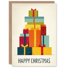 Christmas Card Colourful Geometric Pile Of Xmas Presents