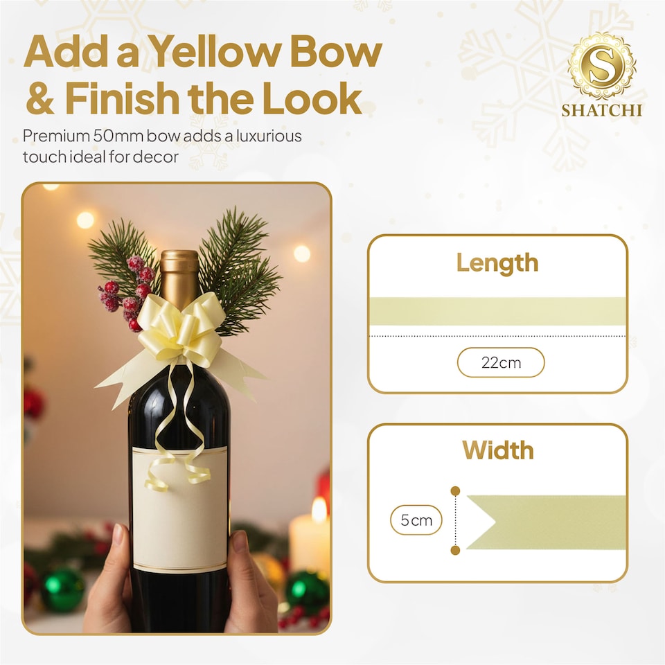 image 1 of 10pcs Light Yellow 50mm/5cm Large Ribbon Pull Bows for Gift Wrapping, Hampers, Florist Bouquets and Party Décor Pullbow | Yellow | Yellow