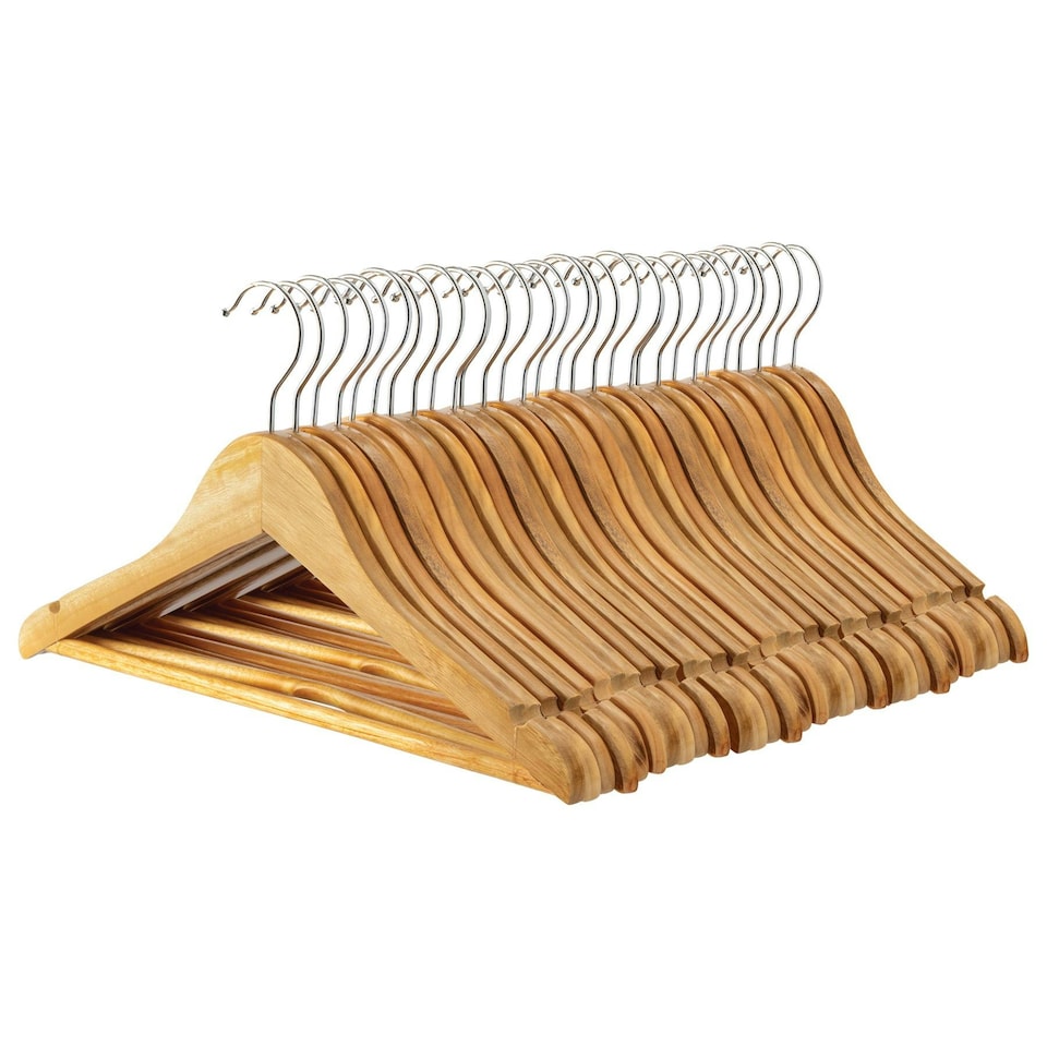 image 1 of Harbour Housewares Wooden Childrens Clothes Hanger - Brown - Pack of 30 - Wooden Hanger Coat Hanger Suit Hanger Jacket Hanger Shirt Hanger Trouser Hanger