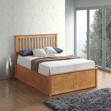 Malmo Oak Wooden Ottoman Bed And Majestic 1000 Pocket Sprung Mattress Double | Multi