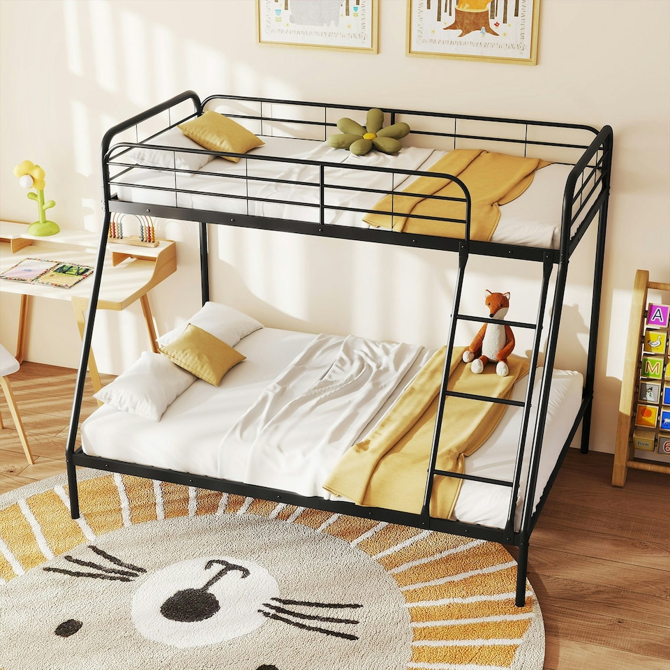 image 1 of COSTWAY Metal Bunk Bed with Ladder Safety Guardrail