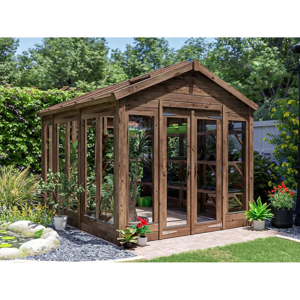 image 1 of Dunster House Growzilla Wooden Greenhouse W2.4m x D3.0m / W8' x D10' with 4mm Glass and Automatic Vent Opener