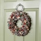 image 3 of 36cm Frosted Hanging Christmas Wreath with Red Jingle Bells & Wooden Stars