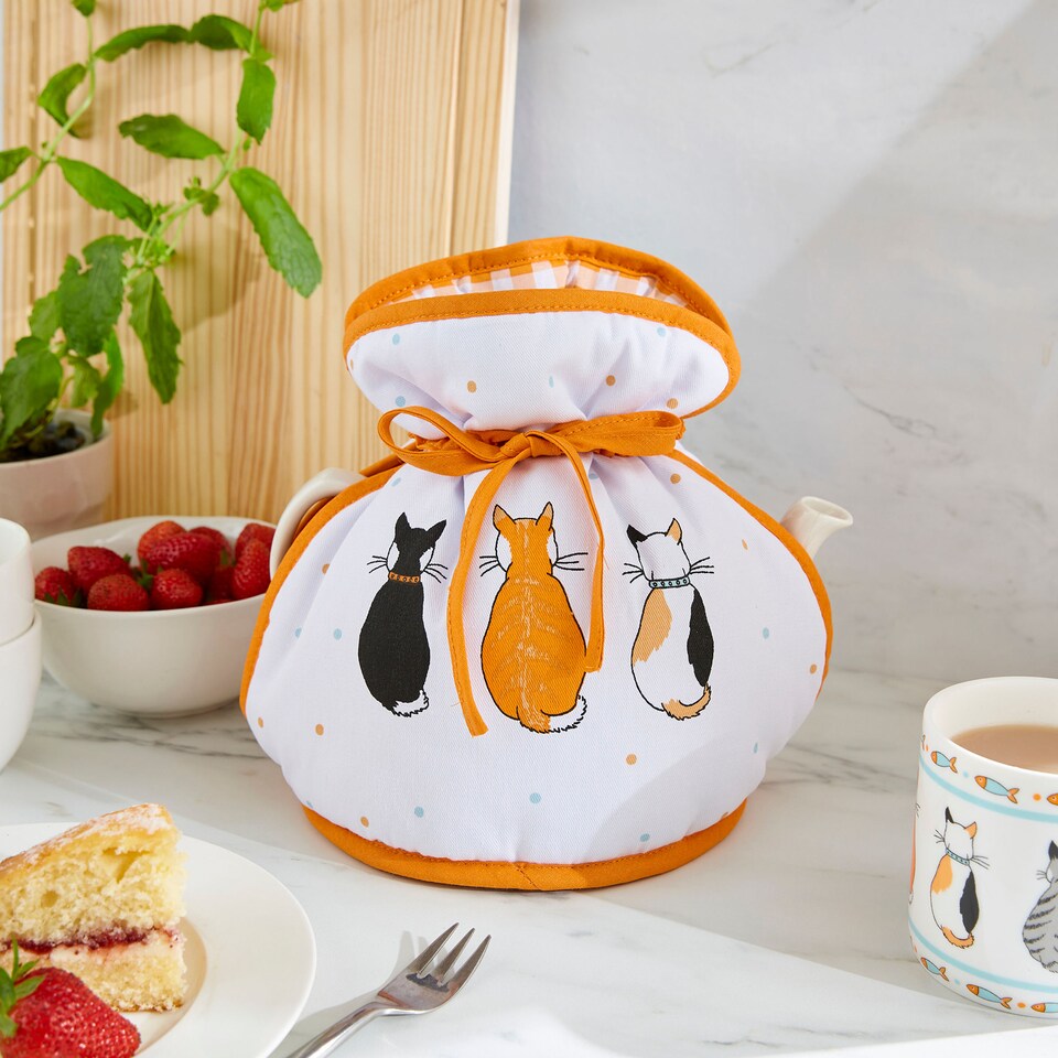 image 1 of Ulster Weavers Cats In Waiting Tea Cosy - Muff Orange