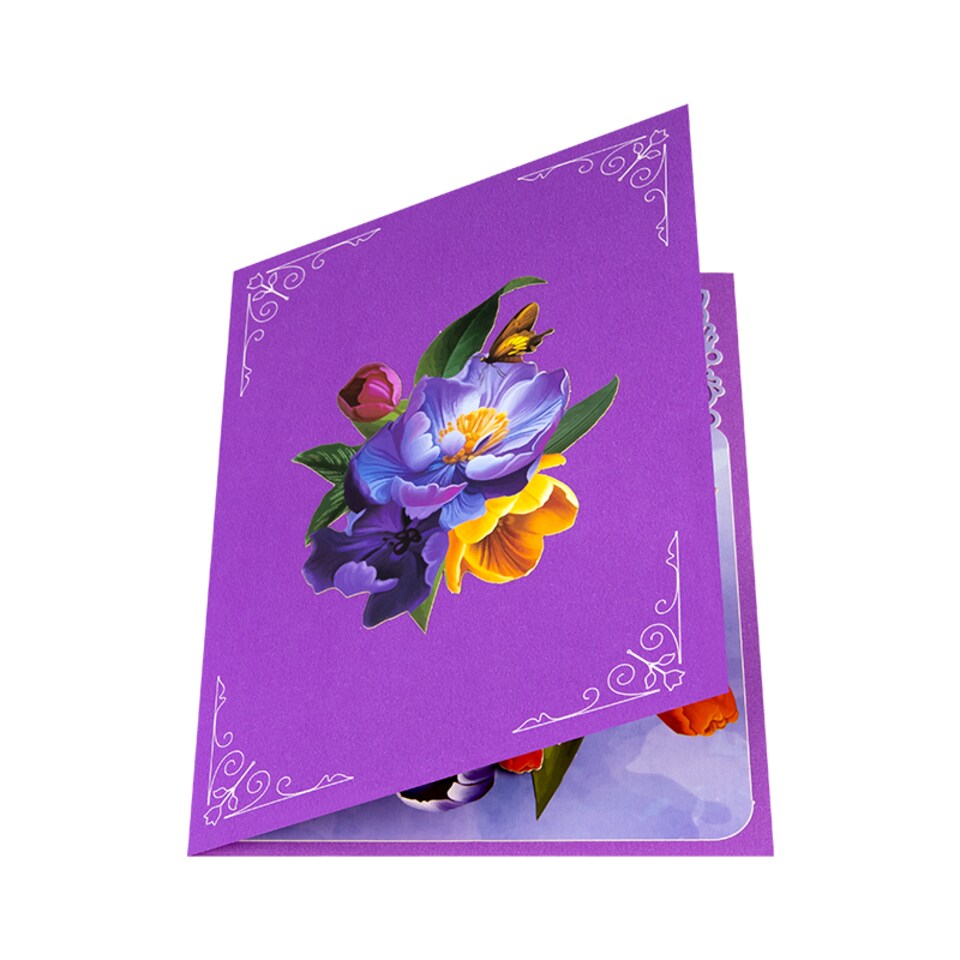 image 1 of Joyful Blossoms Spring Bouquet 3D Pop Up Greeting Card